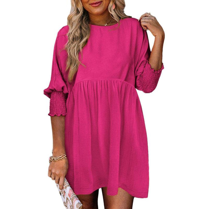 MIRASOL™ – Casual Crew Neck Loose Fit Mini Dress - Maison Léa &amp; Lou