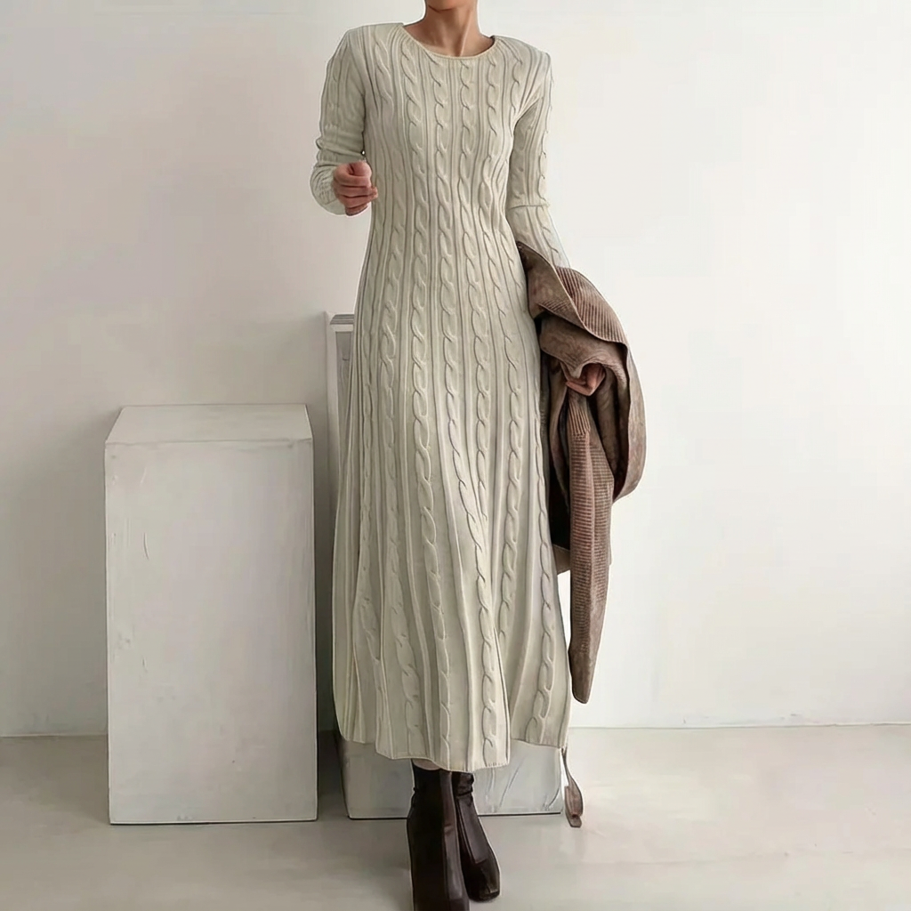 CLAUDIA™ | Luxe Cable-Knit Long Dress - Maison Léa & Lou