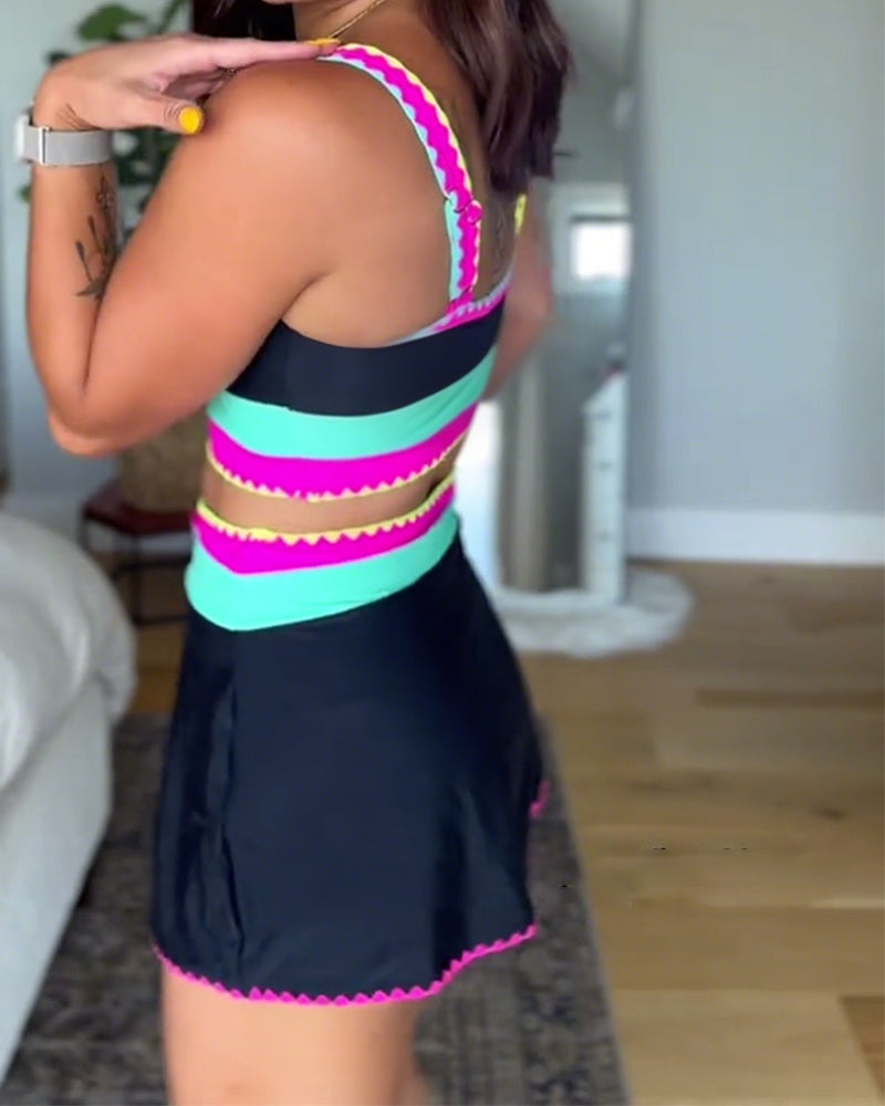 Myra™ | Elegant Three-Piece Color Block Swimsuit - Maison Léa &amp; Lou
