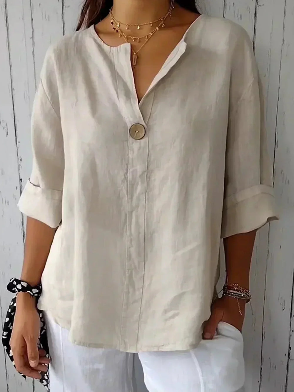 Nayla™ | Casual V-Neck Blouse - Maison Léa & Lou