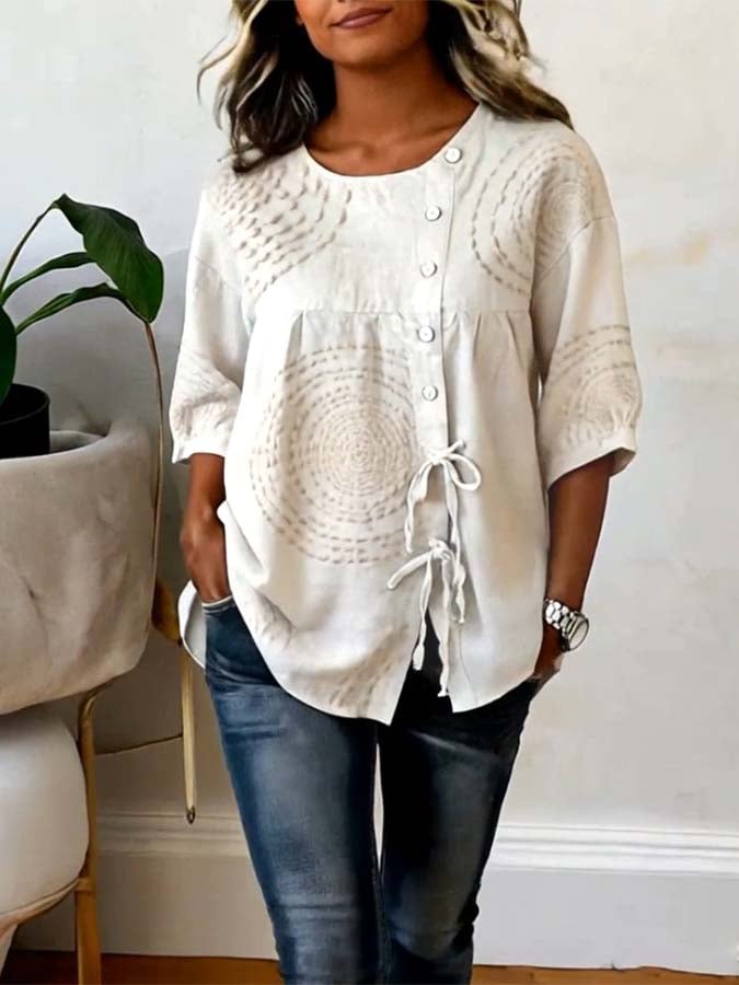 Emeline™ | Soft Embroidered Linen Blend Top - Maison Léa &amp; Lou