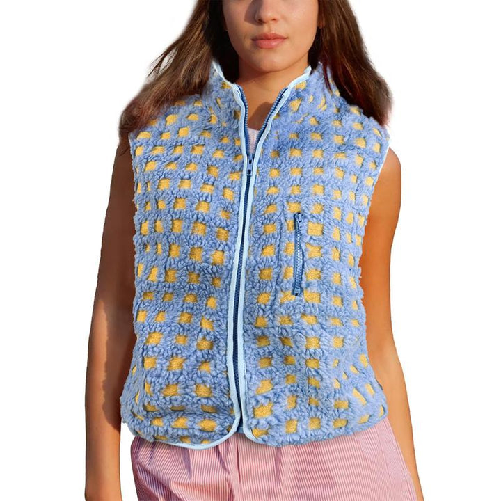 CONCUELO™ – Casual Plaid Sleeveless Zip-Up Vest - Maison Léa &amp; Lou