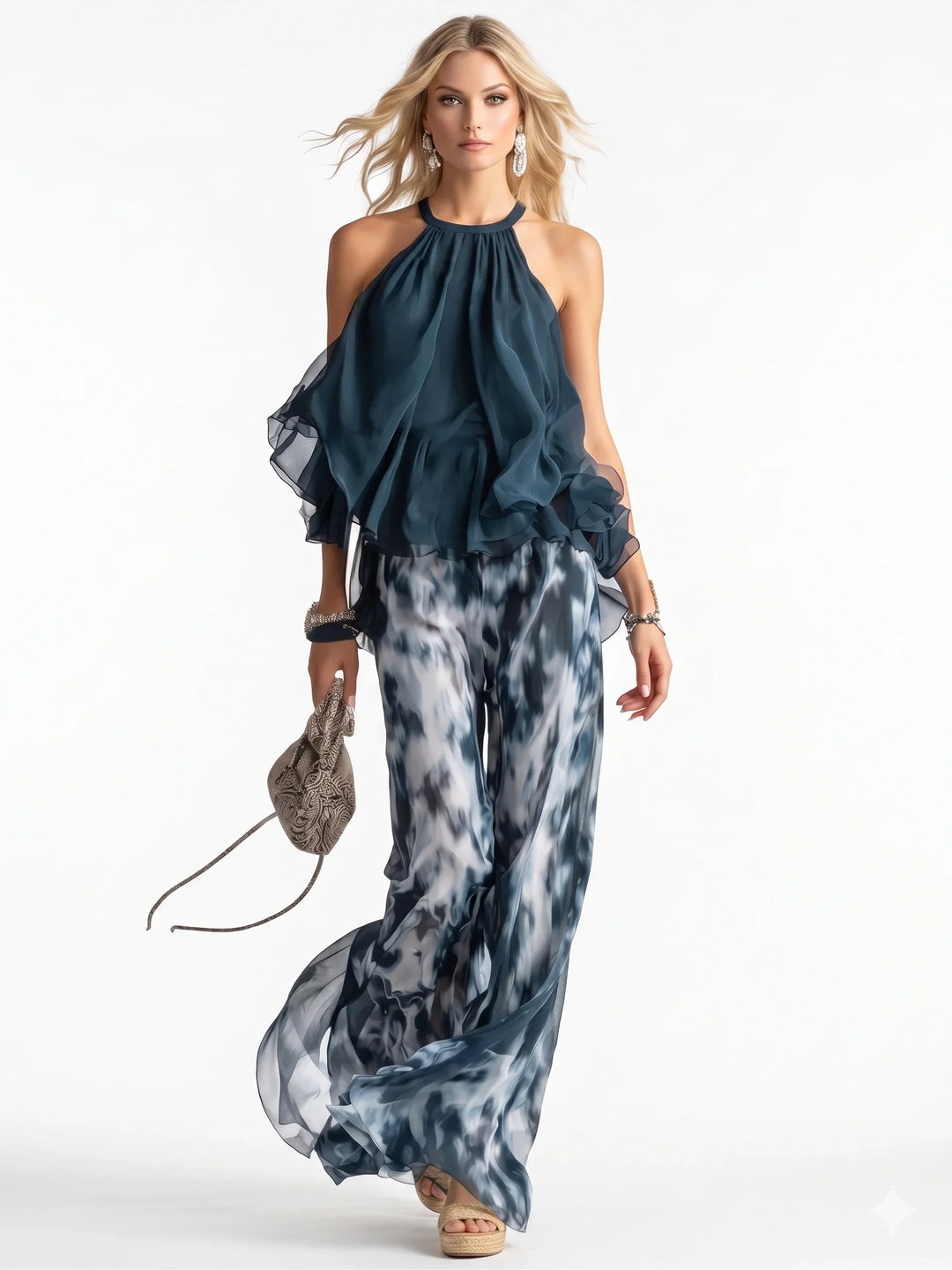 Completo elegante due pezzi in chiffon