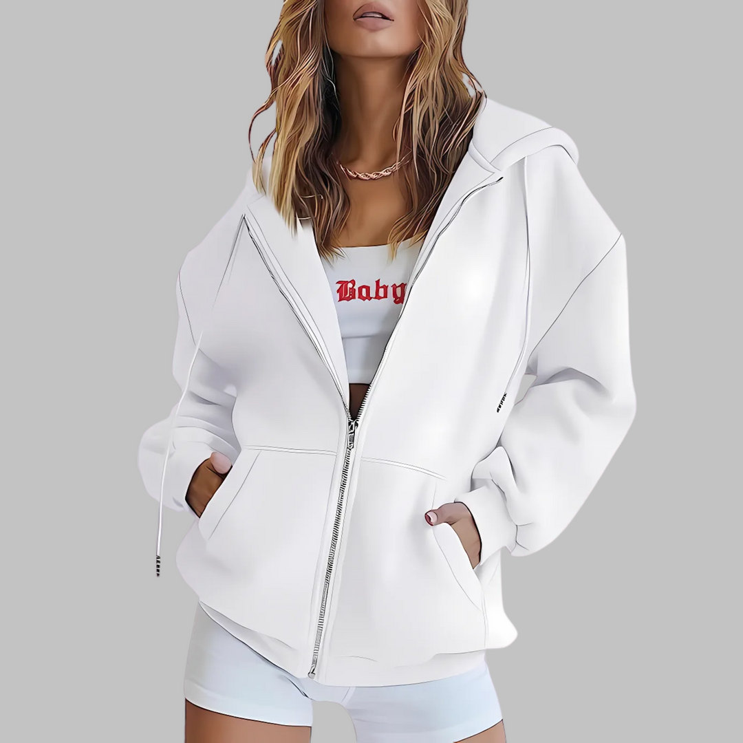 LILMA™ - Classic Zip Up Oversized Hooded Jacket - Maison Léa &amp; Lou