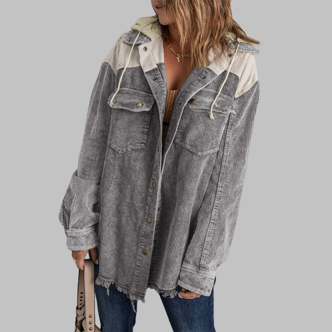 DABRINA™ - Classic Button Down Long Sleeve Hooded Jacket - Maison Léa & Lou