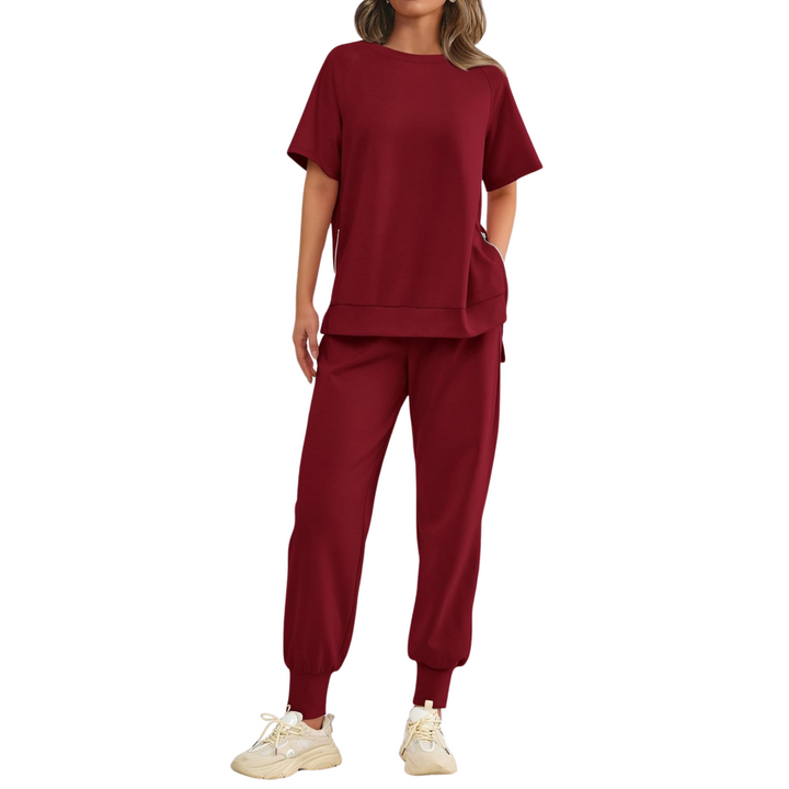 HILARIA™ - Casual Bishop Sleeve Notched Neck Set - Maison Léa &amp; Lou