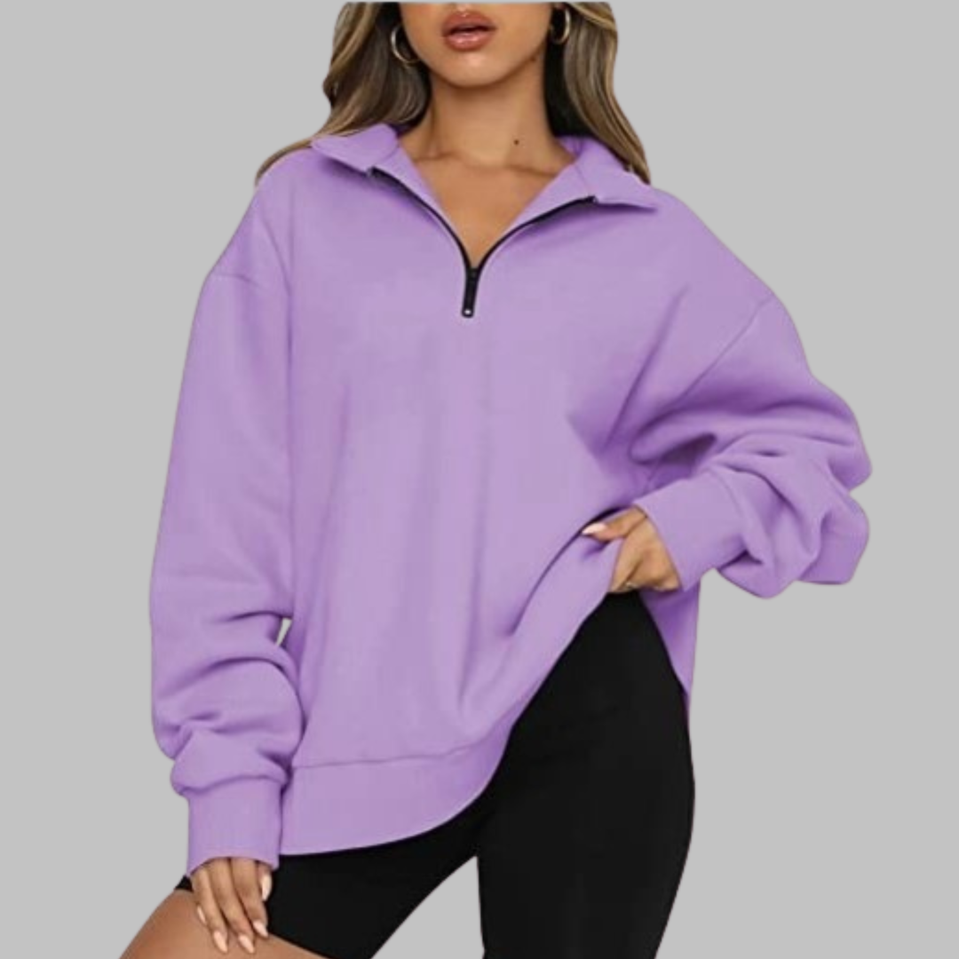 TENLEY™ - Casual Oversized Half Zip Long Sleeve Sweatshirt - Maison Léa &amp; Lou