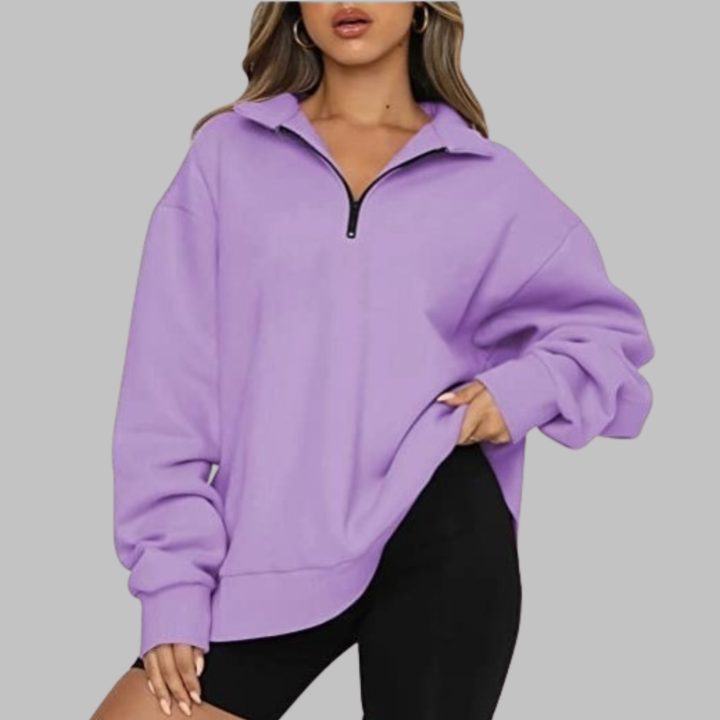 TENLEY™ - Casual Oversized Half Zip Long Sleeve Sweatshirt - Maison Léa &amp; Lou