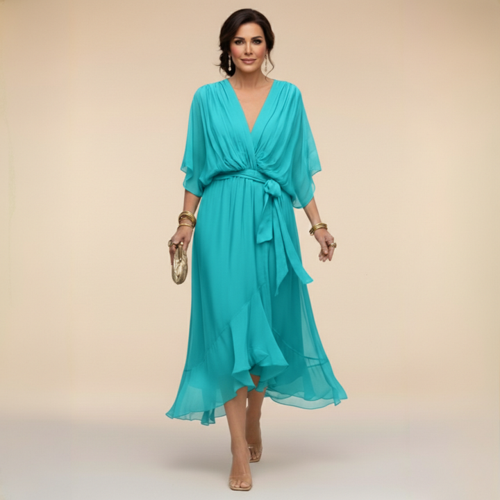 Bella - Flowing V-Neck Silhouette Dress - Maison Léa &amp; Lou