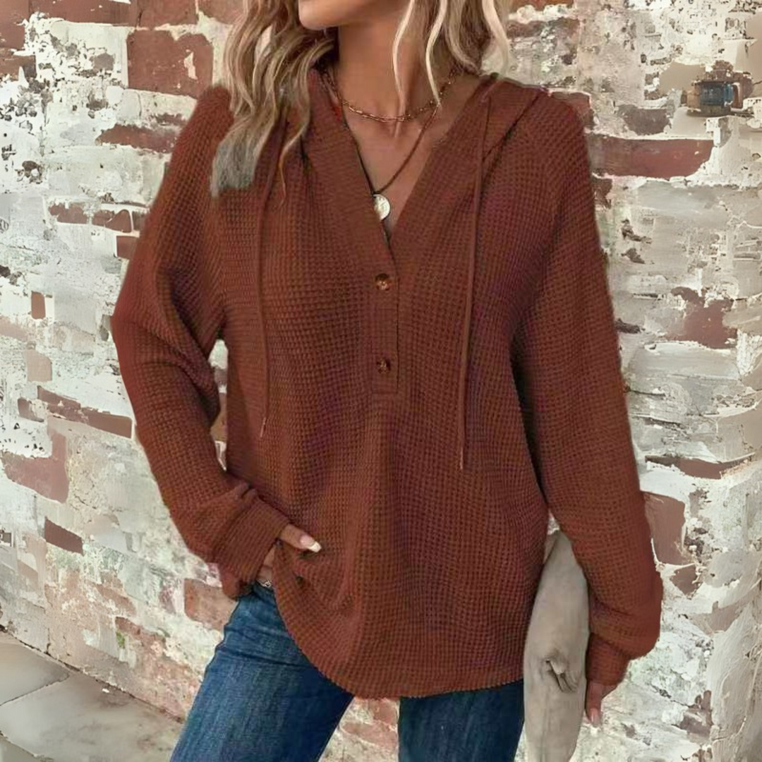 SIONI™ - Casual Long Sleeve V-Neck Hoodie Sweatshirt - Maison Léa &amp; Lou