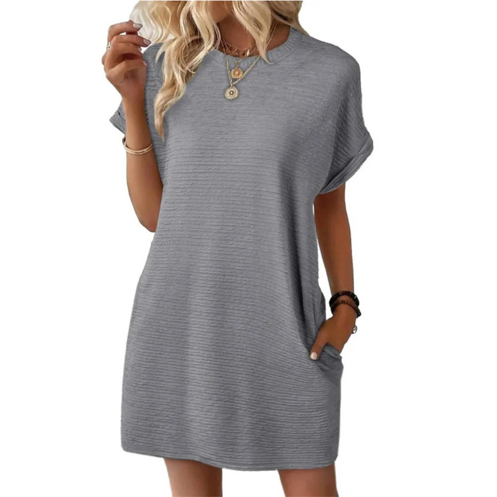 EVASHA™ – Casual Minimalist Round Neck Summer Dress - Maison Léa &amp; Lou