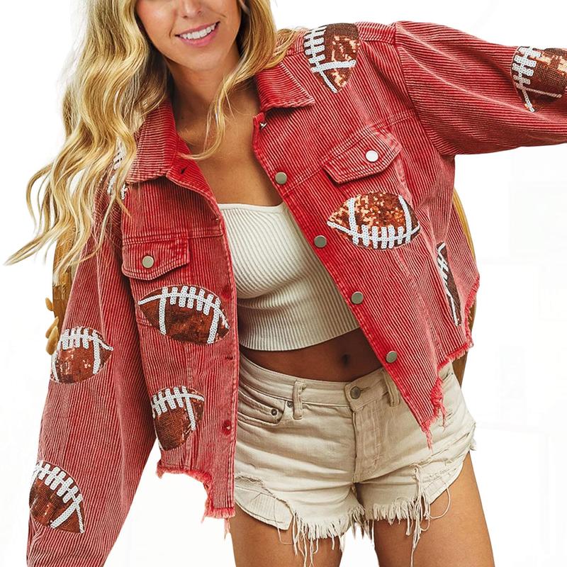 NERISSA™ - Chic Cropped Oversized Button Down Football Jacket - Maison Léa &amp; Lou