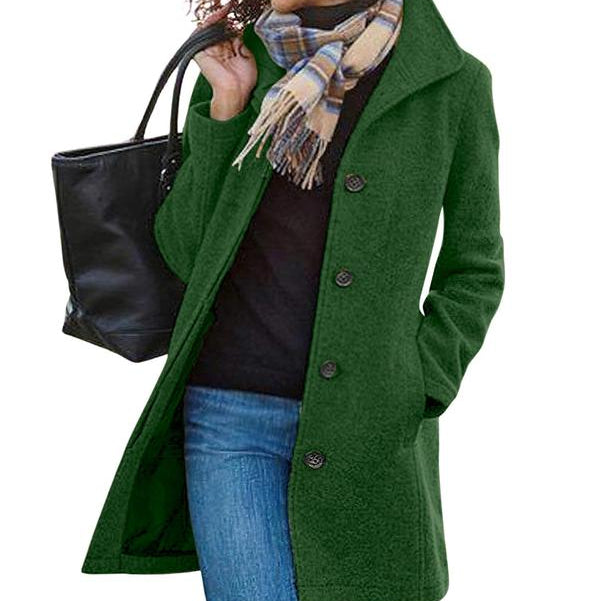 GABRIELA™ - Casual Wool Blend Pea Coat with Single-Breasted Design - Maison Léa & Lou