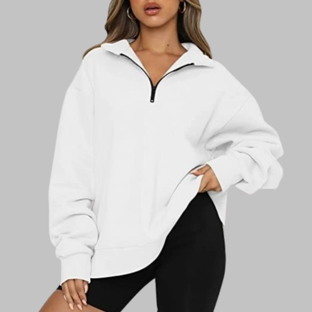 TENLEY™ - Casual Oversized Half Zip Long Sleeve Sweatshirt - Maison Léa &amp; Lou