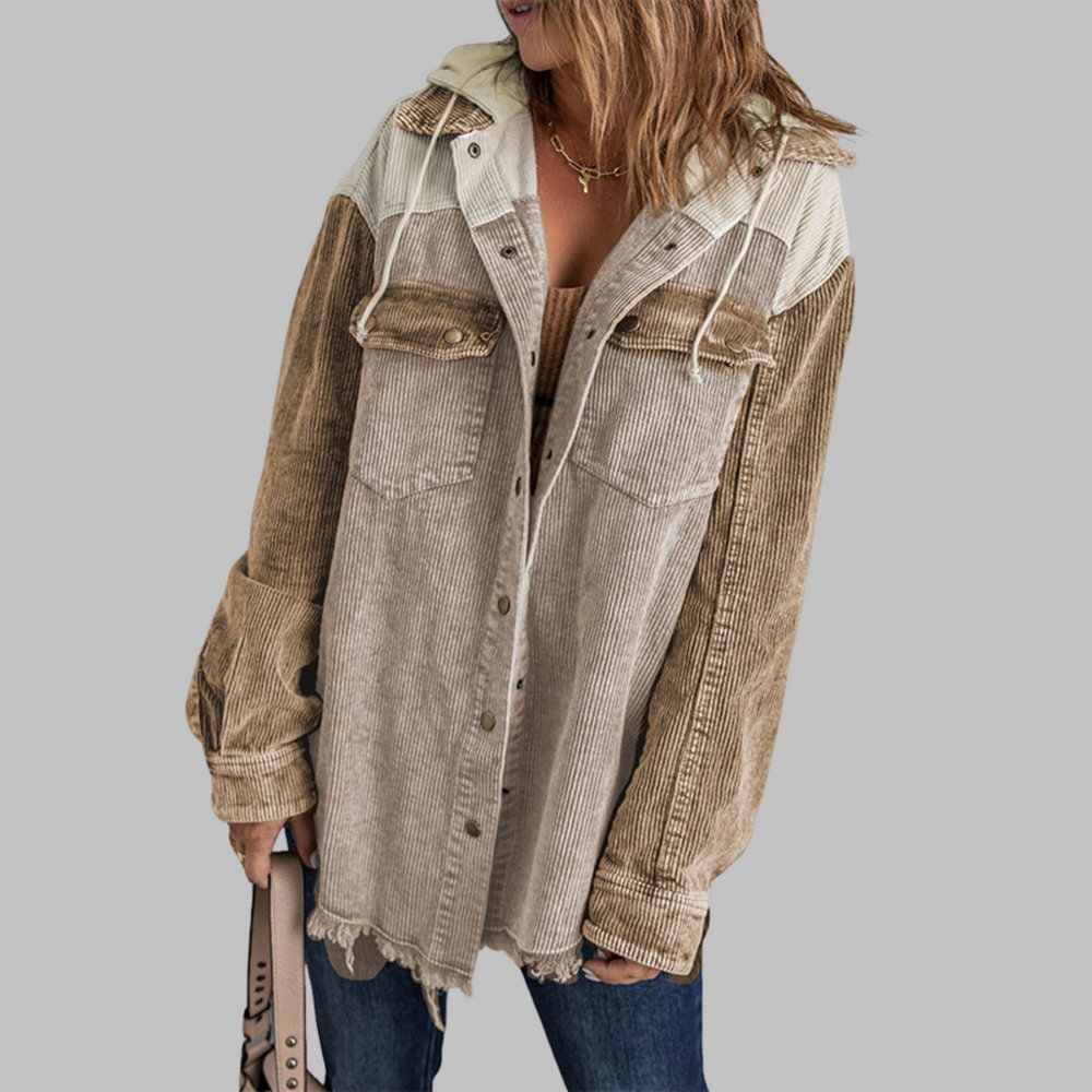 DABRINA™ - Classic Button Down Long Sleeve Hooded Jacket - Maison Léa & Lou