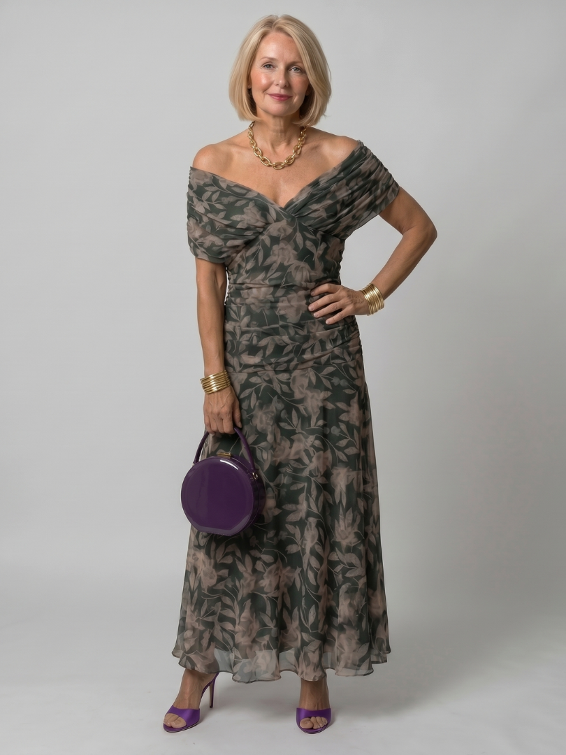 Calen | Flowing Off Shoulder Midi Dress - Maison Léa &amp; Lou