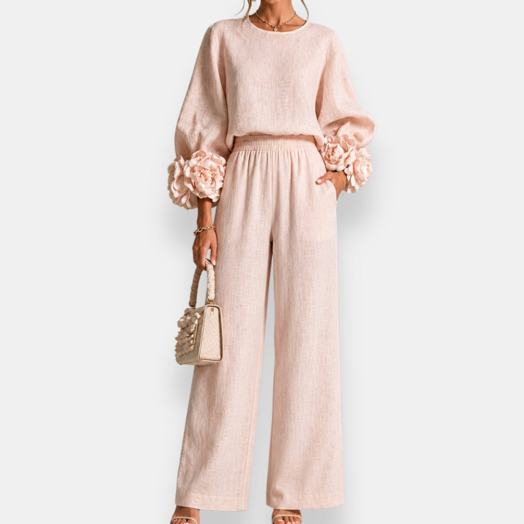 Penelope | Floral Appliqué Two-Piece Set - Maison Léa &amp; Lou