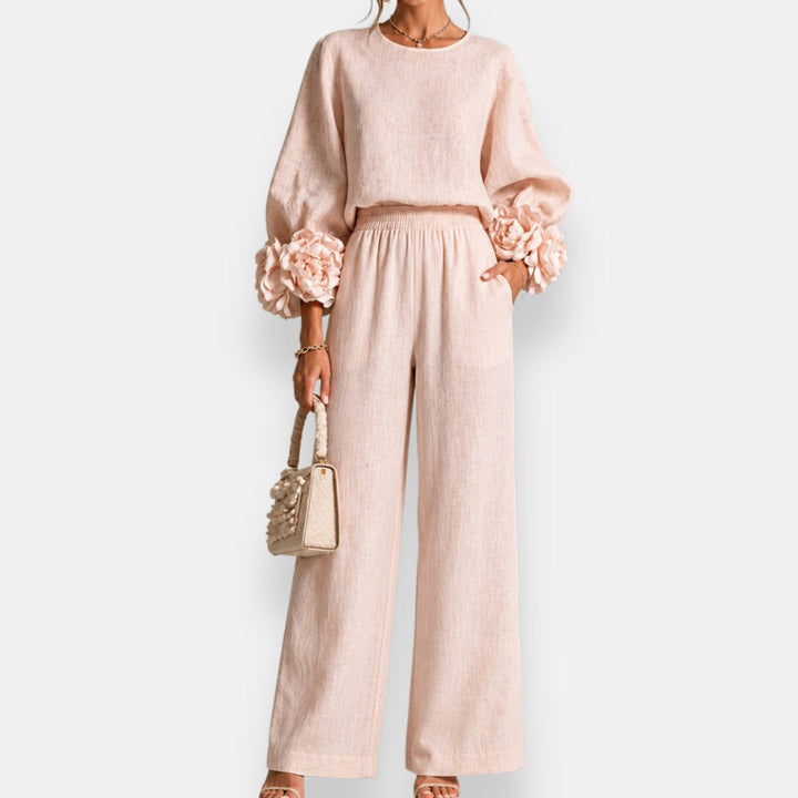 Penelope | Floral Appliqué Two-Piece Set - Maison Léa &amp; Lou