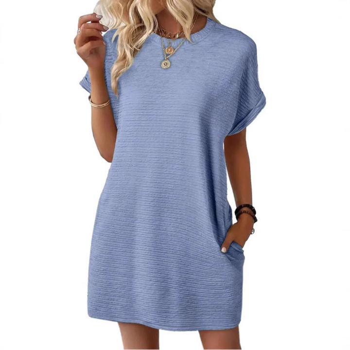 EVASHA™ – Casual Minimalist Round Neck Summer Dress - Maison Léa &amp; Lou