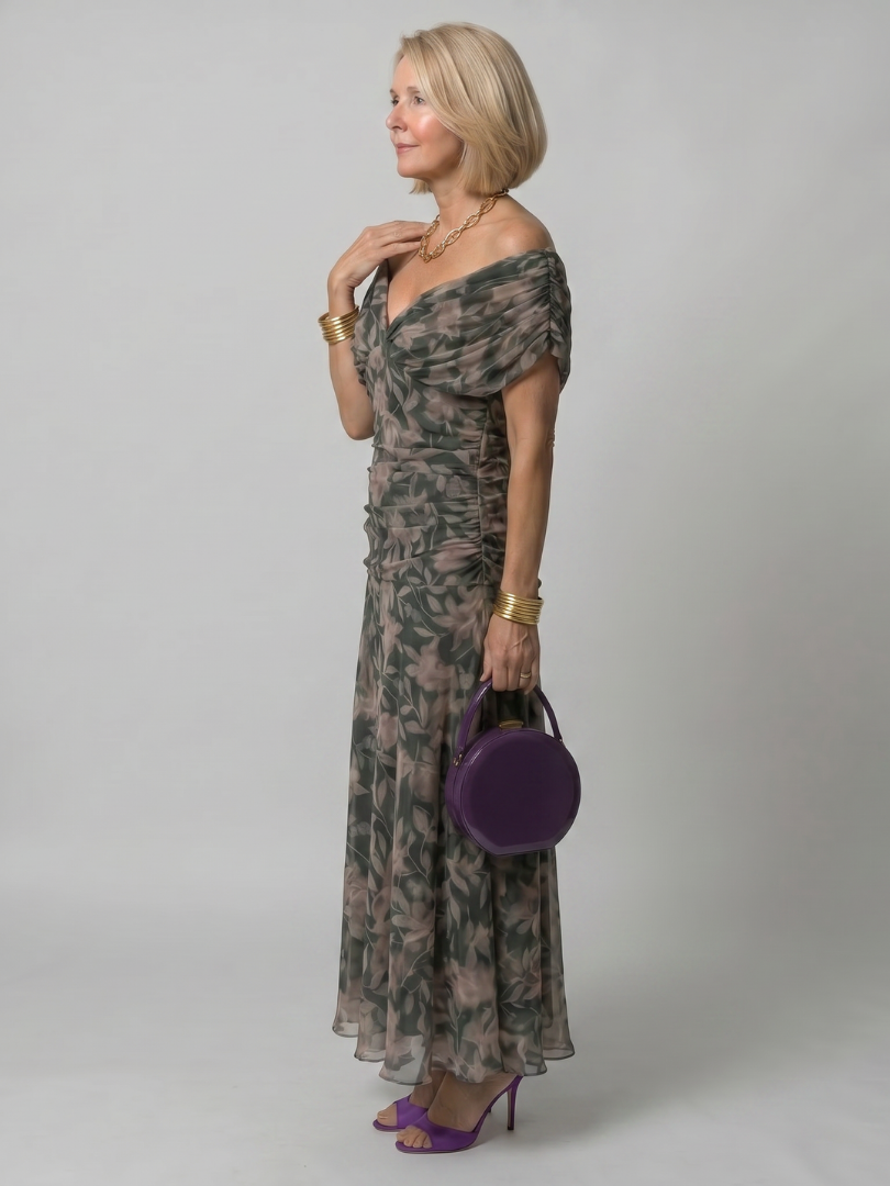 Calen | Flowing Off Shoulder Midi Dress - Maison Léa &amp; Lou