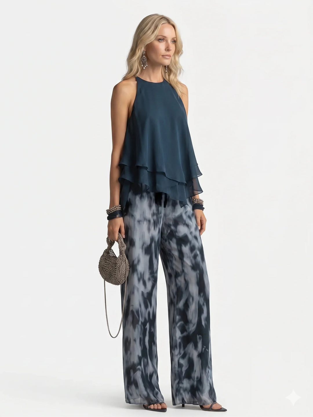 Completo elegante due pezzi in chiffon