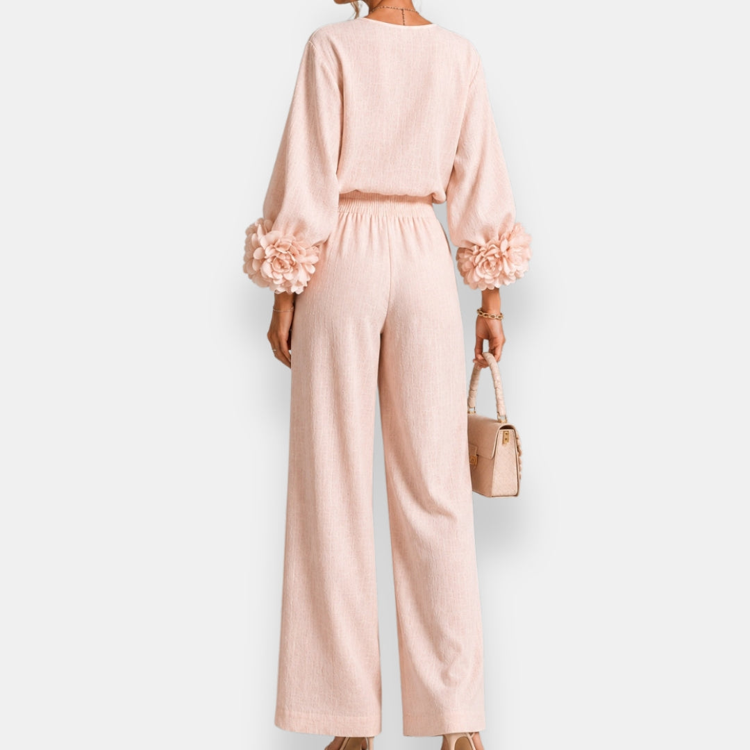 Penelope | Floral Appliqué Two-Piece Set - Maison Léa &amp; Lou