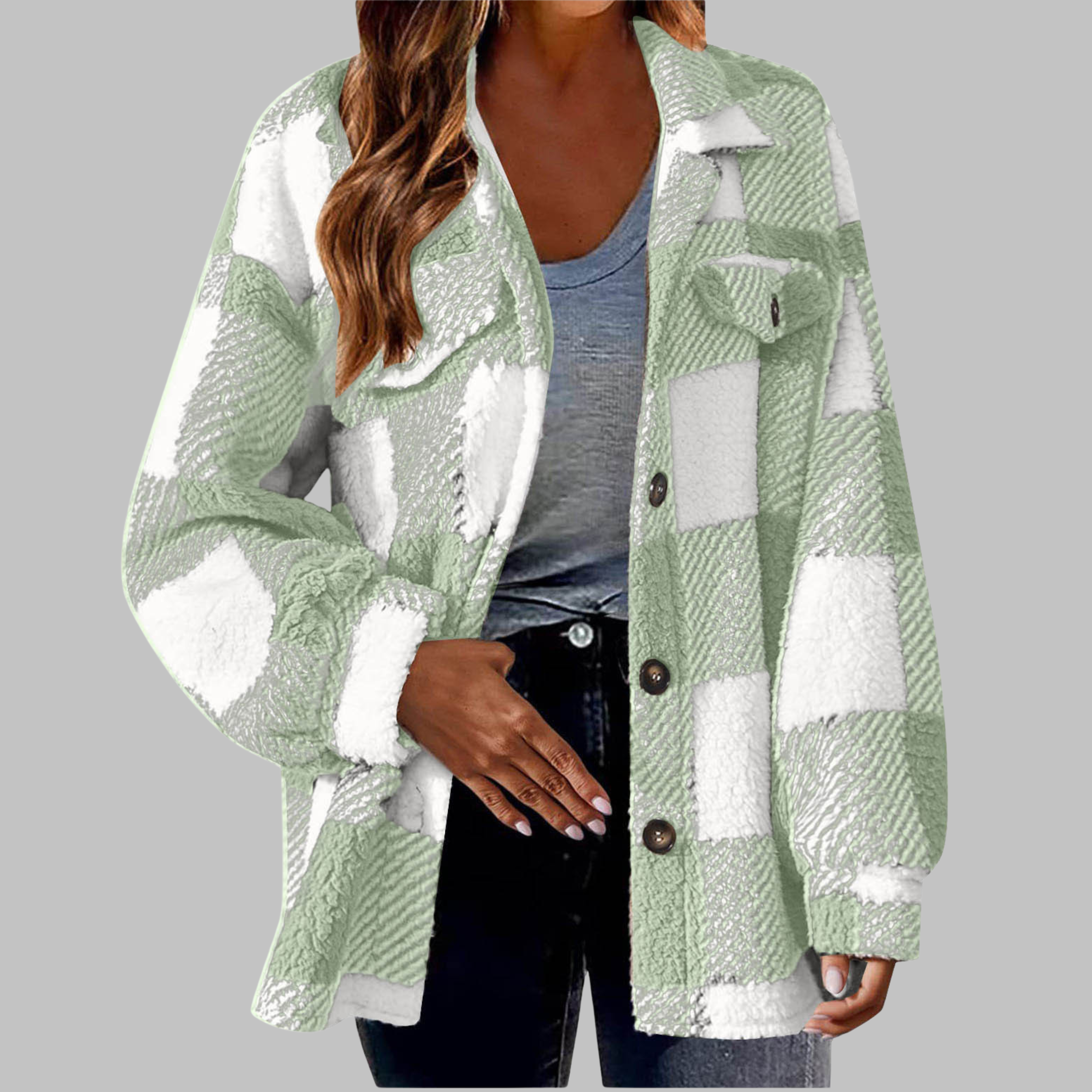ERMI™ - Casual Plaid Button Down Long Sleeve Jacket - Maison Léa & Lou