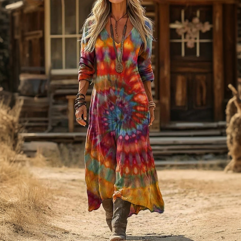 Priscilla | Free-Spirited Swirl-Print Maxi Dress - Maison Léa &amp; Lou
