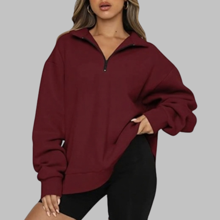TENLEY™ - Casual Oversized Half Zip Long Sleeve Sweatshirt - Maison Léa &amp; Lou