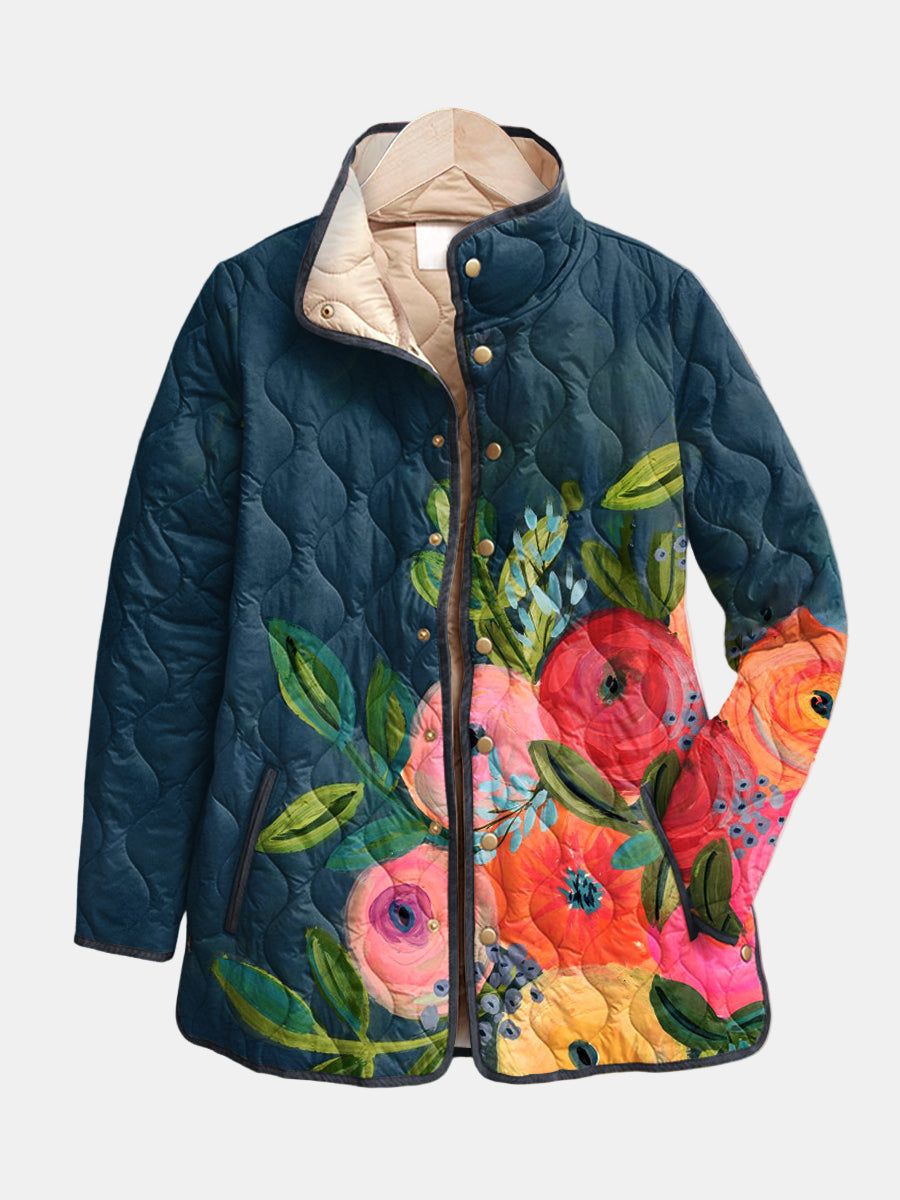 Amaya | Vintage Floral Print Quilted Jacket - Maison Léa & Lou