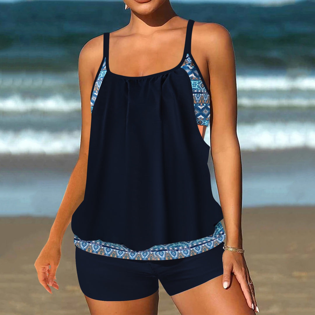 Barbara™ | Elegant Ocean Print Split Tankini - Maison Léa &amp; Lou