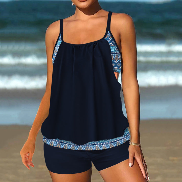 Barbara™ | Elegant Ocean Print Split Tankini - Maison Léa &amp; Lou