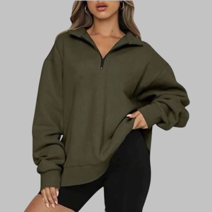 TENLEY™ - Casual Oversized Half Zip Long Sleeve Sweatshirt - Maison Léa &amp; Lou