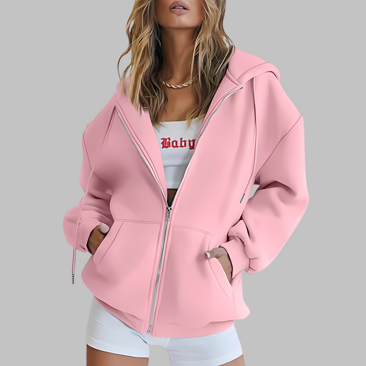 LILMA™ - Classic Zip Up Oversized Hooded Jacket - Maison Léa &amp; Lou