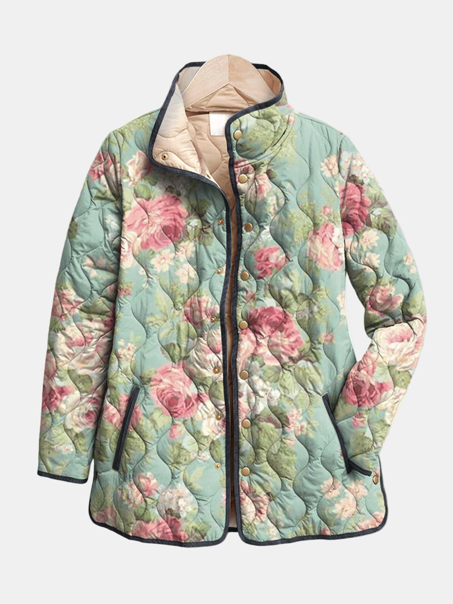 Carys | Retro Floral Patterned Quilted Jacket - Maison Léa & Lou