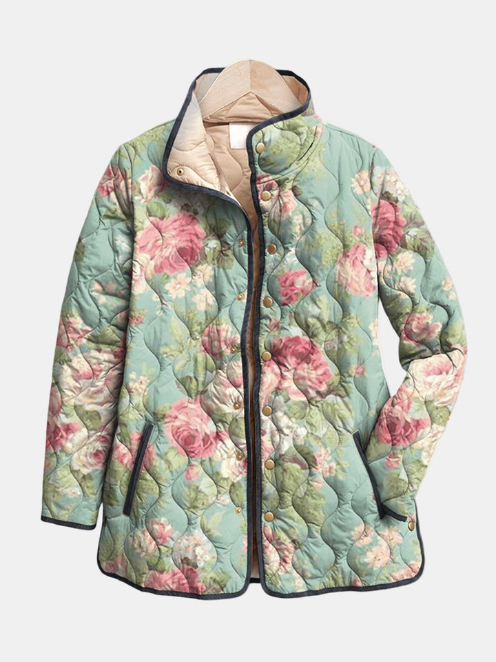 Carys | Retro Floral Patterned Quilted Jacket - Maison Léa &amp; Lou
