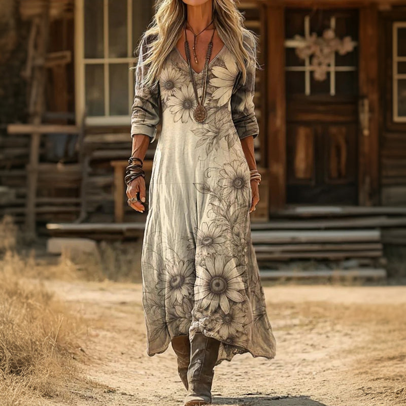Sybil | Flowing Floral Maxi Dress - Maison Léa &amp; Lou
