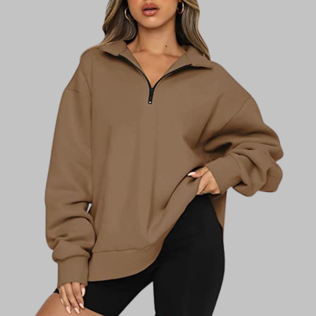 TENLEY™ - Casual Oversized Half Zip Long Sleeve Sweatshirt - Maison Léa &amp; Lou