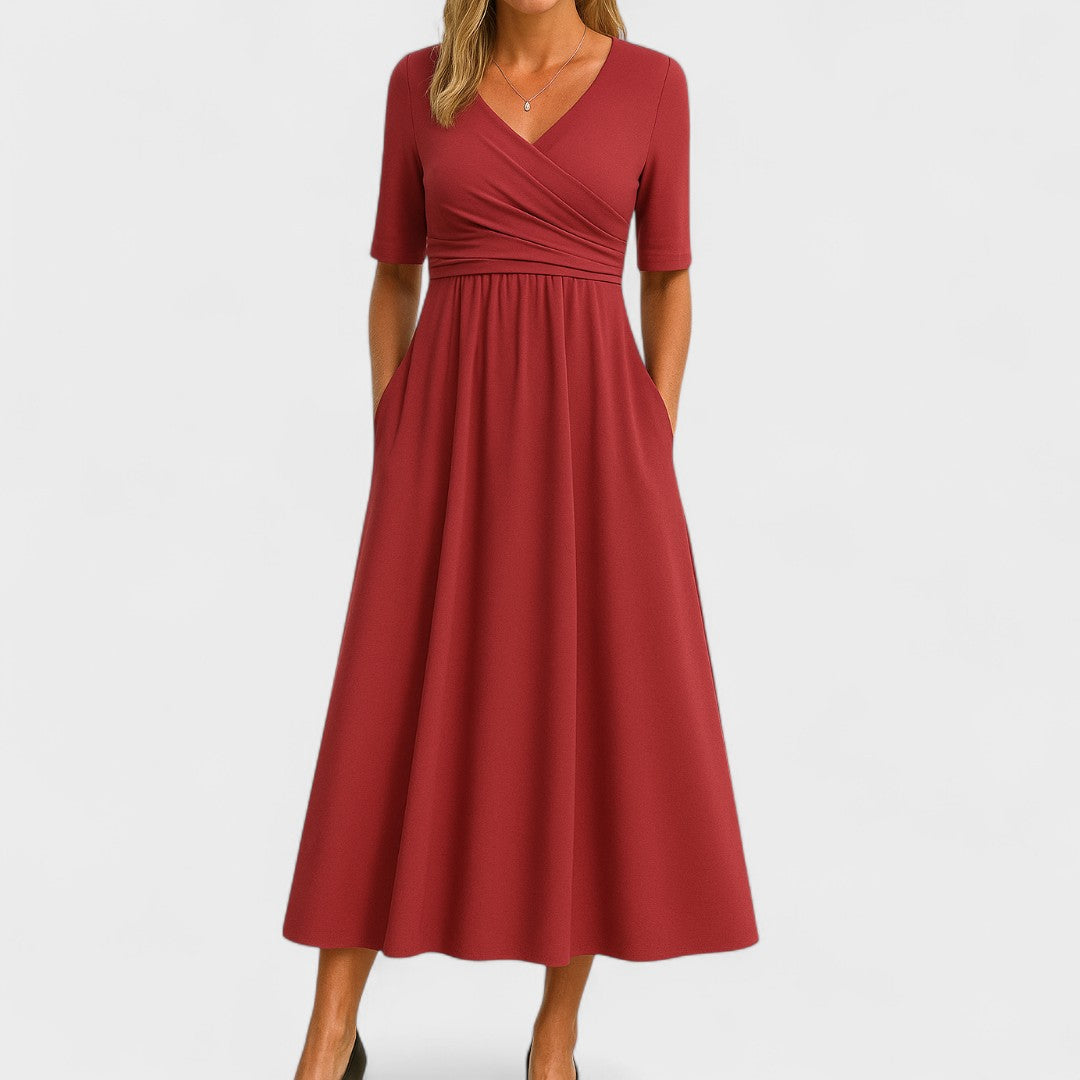 Diane™ | Elegant Midi Dress with Pockets - Maison Léa &amp; Lou