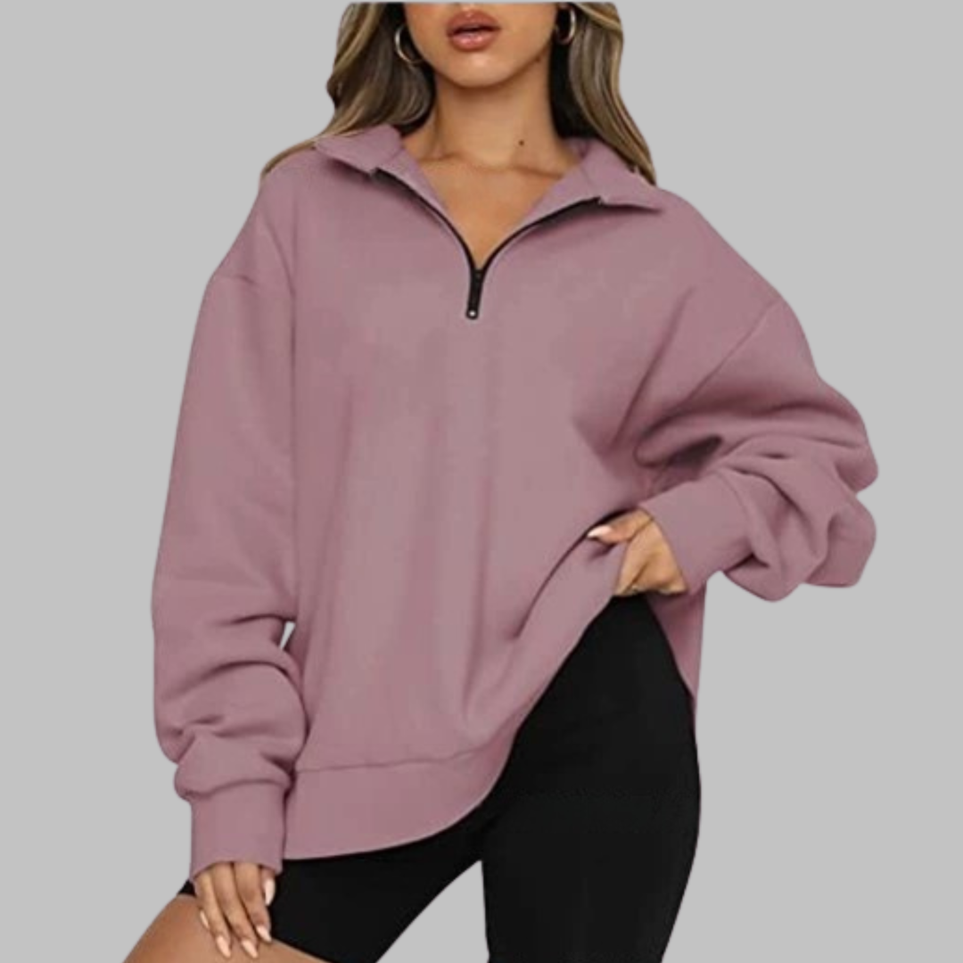 TENLEY™ - Casual Oversized Half Zip Long Sleeve Sweatshirt - Maison Léa &amp; Lou