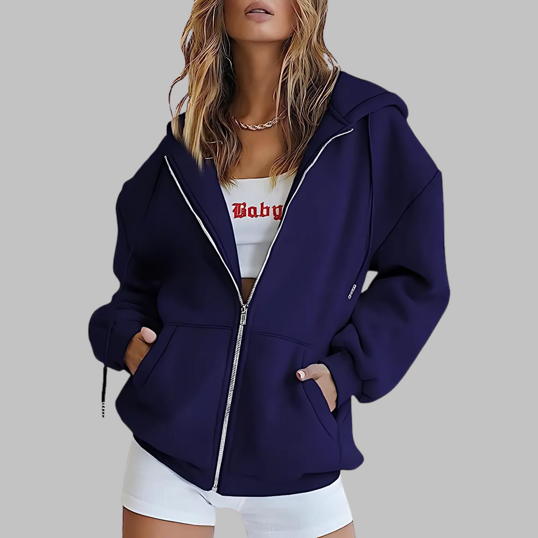 LILMA™ - Classic Zip Up Oversized Hooded Jacket - Maison Léa & Lou