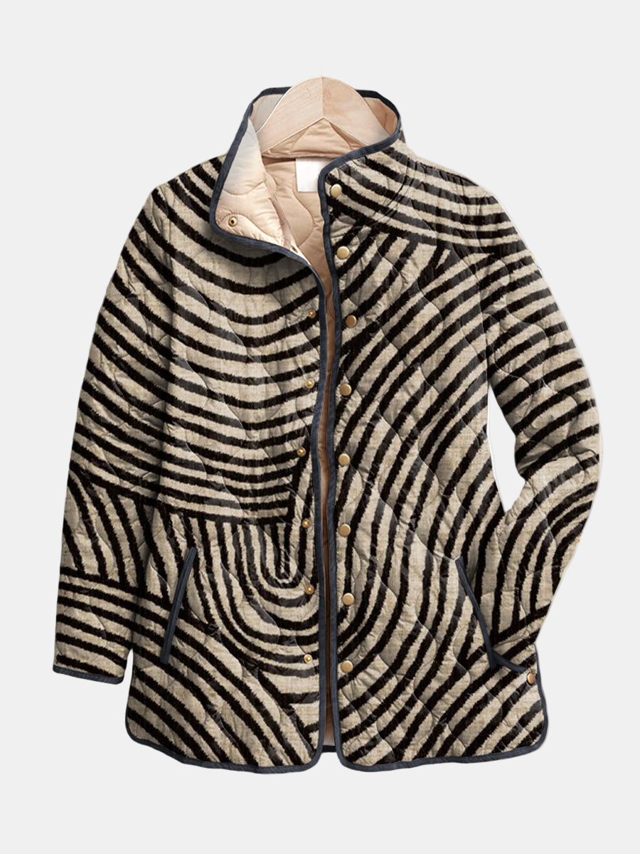 Inaya | Retro Hand-Drawn Circle Design Quilted Jacket - Maison Léa & Lou