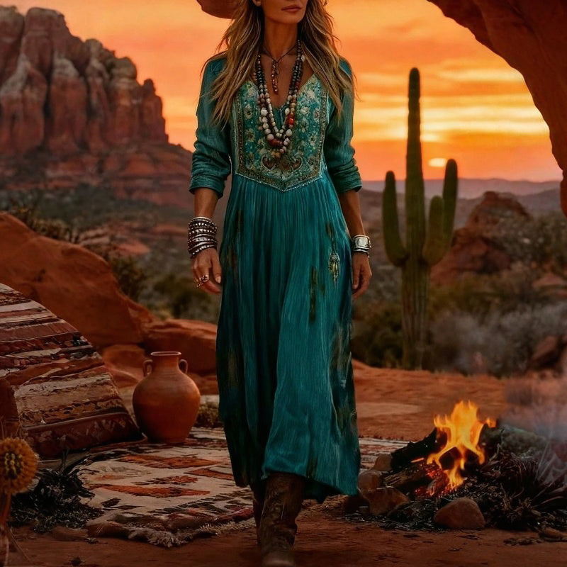 Rhiannon | Bohemian Flowing Maxi Dress - Maison Léa &amp; Lou