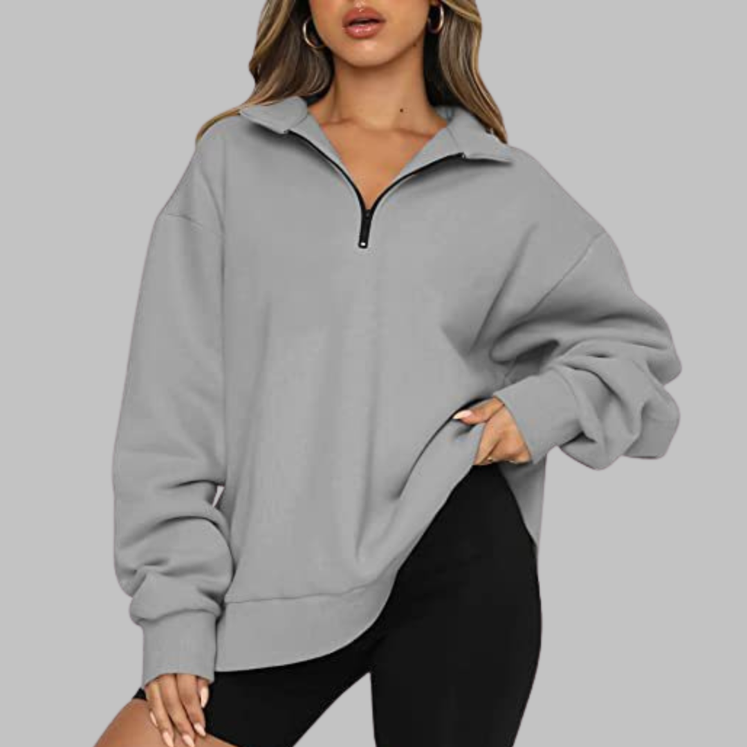 TENLEY™ - Casual Oversized Half Zip Long Sleeve Sweatshirt - Maison Léa &amp; Lou