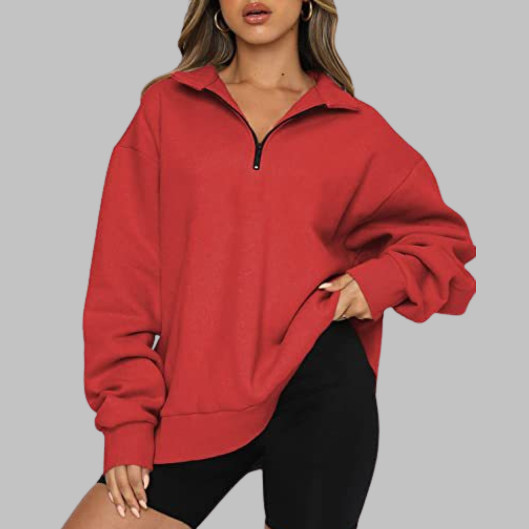TENLEY™ - Casual Oversized Half Zip Long Sleeve Sweatshirt - Maison Léa &amp; Lou