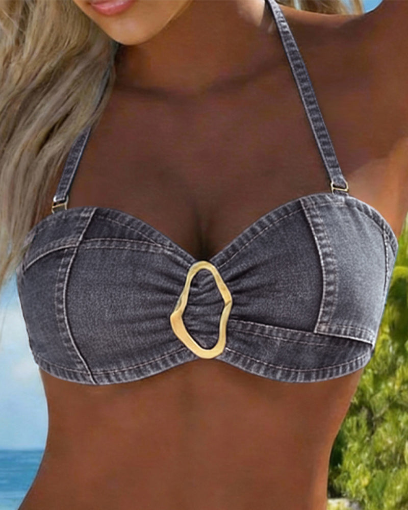 Patricia™ | Metal Buckle Suspender Bikini Two-Piece - Maison Léa &amp; Lou