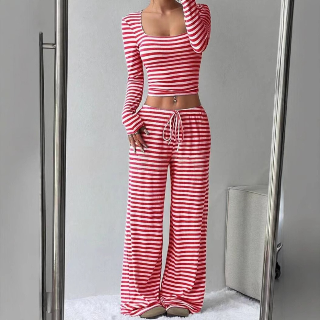PAMAYPAY™ - Relaxed  Fit Crop Top and Pant Lounge Co-ord - Maison Léa & Lou