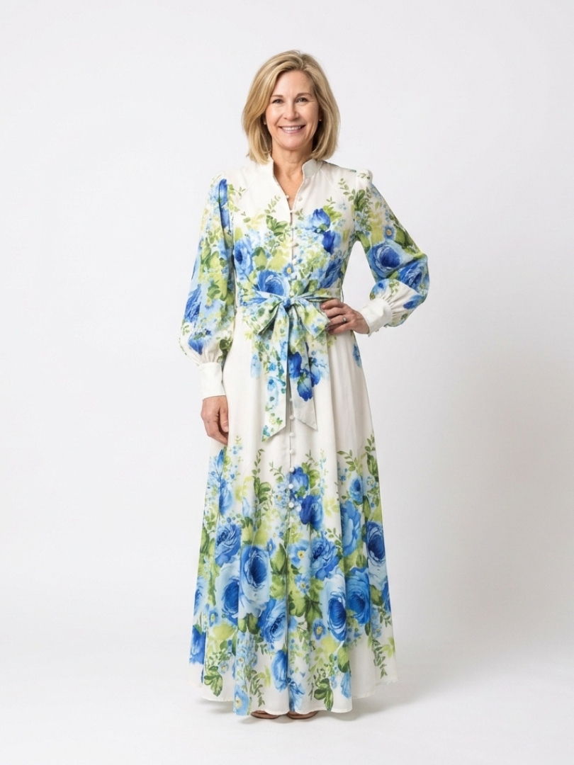 Harper | Long Sleeve Floral Button Front Maxi Dress - Maison Léa & Lou