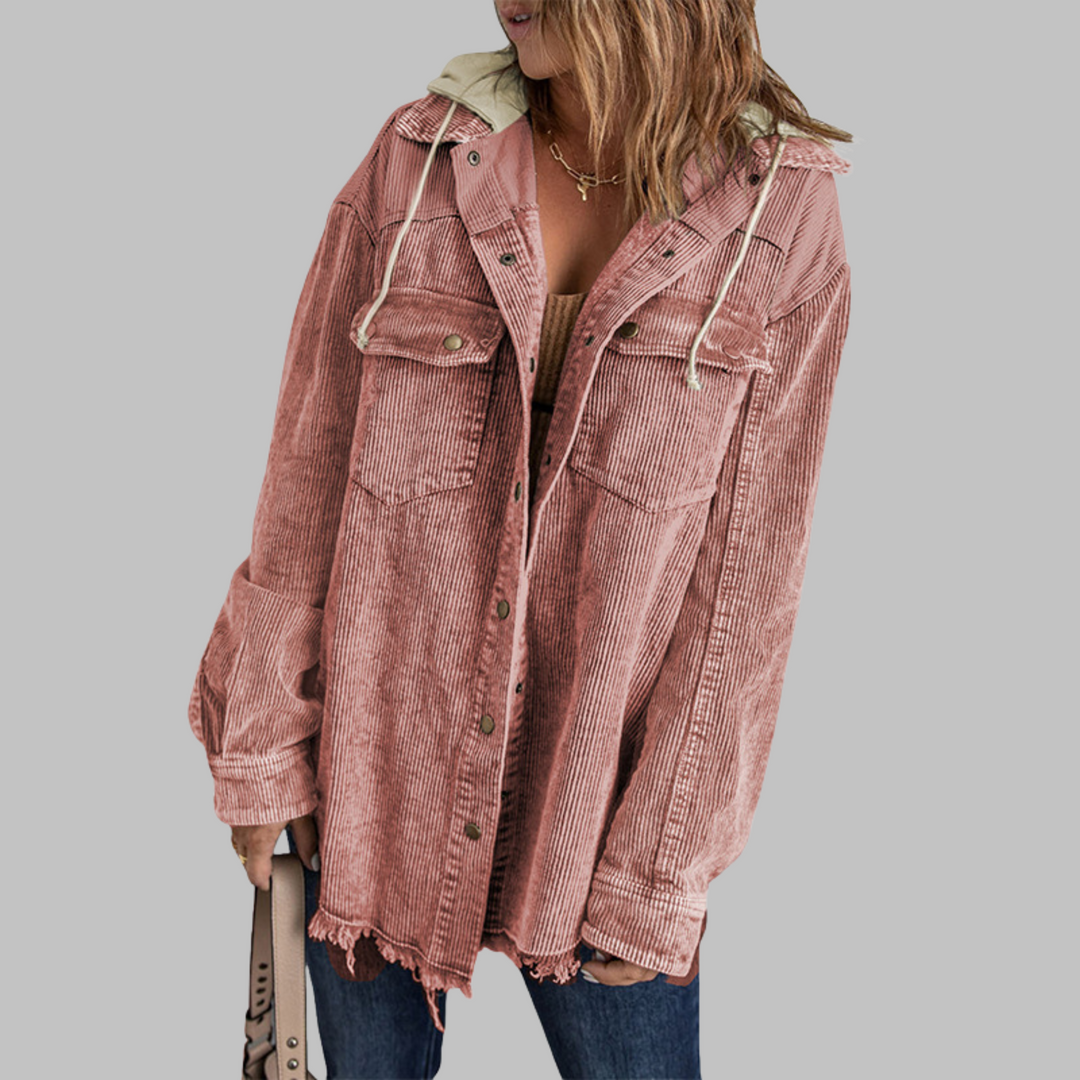 DABRINA™ - Classic Button Down Long Sleeve Hooded Jacket - Maison Léa &amp; Lou