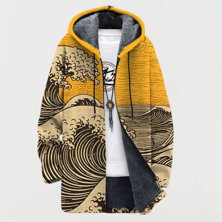 Lennox | Wave Print Hooded Coat - Maison Léa &amp; Lou